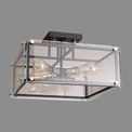Eden Semi Flush, 4 Light E27, Matt Black / Chrome / Clear Glass additional 2