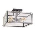 Eden Semi Flush, 4 Light E27, Matt Black / Chrome / Clear Glass additional 7