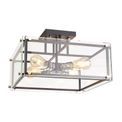 Eden Semi Flush, 4 Light E27, Matt Black / Chrome / Clear Glass additional 3