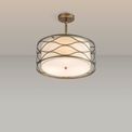 Edith Pendant / Convertible To Semi Flush 3 Light E14 Aged Gold / Cream Fabric Shade additional 3