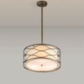 Edith Pendant / Convertible To Semi Flush 3 Light E14 Aged Gold / Cream Fabric Shade additional 1