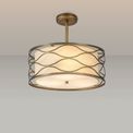 Edith Pendant / Convertible To Semi Flush 5 Light E14 Aged Gold / Cream Fabric Shade additional 3