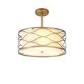 Edith Pendant / Convertible To Semi Flush 5 Light E14 Aged Gold / Cream Fabric Shade additional 6