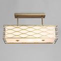Edith Rectangle Pendant / Convertible To Semi Flush 5 Light E14 Aged Gold / Cream Fabric Shade additional 3