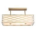 Edith Rectangle Pendant / Convertible To Semi Flush 5 Light E14 Aged Gold / Cream Fabric Shade additional 12