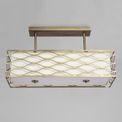 Edith Rectangle Pendant / Convertible To Semi Flush 5 Light E14 Aged Gold / Cream Fabric Shade additional 4