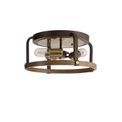 Lara Flush Round 3 Light E27, Antique Bronze / Brown Oxide / Wood additional 4