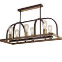 Lara Pendant/Semi Flush Oblong 6 Light E27, Antique Bronze / Brown Oxide / Wood additional 11