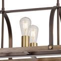 Lara Pendant/Semi Flush Oblong 6 Light E27, Antique Bronze / Brown Oxide / Wood additional 7
