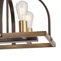 Lara Pendant/Semi Flush Oblong 6 Light E27, Antique Bronze / Brown Oxide / Wood additional 8