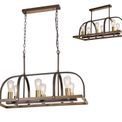 Lara Pendant/Semi Flush Oblong 6 Light E27, Antique Bronze / Brown Oxide / Wood additional 10