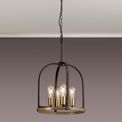 Lara Pendant/Semi Flush Round 4 Light E27, Antique Bronze / Brown Oxide / Wood additional 1