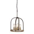 Lara Pendant/Semi Flush Round 4 Light E27, Antique Bronze / Brown Oxide / Wood additional 5