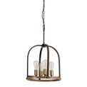 Lara Pendant/Semi Flush Round 4 Light E27, Antique Bronze / Brown Oxide / Wood additional 7