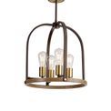 Lara Pendant/Semi Flush Round 4 Light E27, Antique Bronze / Brown Oxide / Wood additional 6