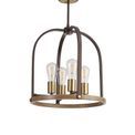 Lara Pendant/Semi Flush Round 4 Light E27, Antique Bronze / Brown Oxide / Wood additional 11