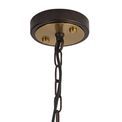 Lara Pendant/Semi Flush Round 4 Light E27, Antique Bronze / Brown Oxide / Wood additional 10