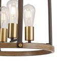 Lara Pendant/Semi Flush Round 4 Light E27, Antique Bronze / Brown Oxide / Wood additional 9