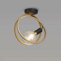 Lyra Double Ring Ceiling Flush, 1 Light E27, Matt Black / Painted Gold, G95/120 Lamp Recommended additional 1