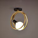Lyra Double Ring Ceiling Flush, 1 Light E27, Matt Black / Painted Gold, G95/120 Lamp Recommended additional 2