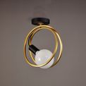 Lyra Double Ring Ceiling Flush, 1 Light E27, Matt Black / Painted Gold, G95/120 Lamp Recommended additional 4
