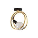 Lyra Double Ring Ceiling Flush, 1 Light E27, Matt Black / Painted Gold, G95/120 Lamp Recommended additional 6