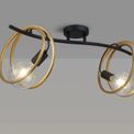 Lyra Double Ring Ceiling Flush, 2 Light E27, Matt Black / Painted Gold, G95/120 Lamp Recommended additional 2