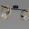 Lyra Double Ring Ceiling Flush, 2 Light E27, Matt Black / Painted Gold, G95/120 Lamp Recommended additional 1
