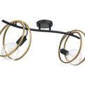 Lyra Double Ring Ceiling Flush, 2 Light E27, Matt Black / Painted Gold, G95/120 Lamp Recommended additional 4