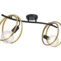 Lyra Double Ring Ceiling Flush, 2 Light E27, Matt Black / Painted Gold, G95/120 Lamp Recommended additional 5