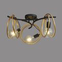 Lyra Double Ring Ceiling Flush, 3 Light E27, Matt Black / Painted Gold, G95/120 Lamp Recommended additional 9