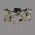 Lyra Double Ring Ceiling Flush, 3 Light E27, Matt Black / Painted Gold, G95/120 Lamp Recommended additional 8