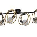 Lyra Double Ring Ceiling Flush, 4 Light E27, Matt Black / Painted Gold, G95/120 Lamp Recommended additional 2