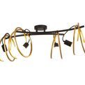 Lyra Double Ring Ceiling Flush, 4 Light E27, Matt Black / Painted Gold, G95/120 Lamp Recommended additional 4