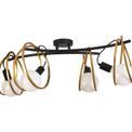 Lyra Double Ring Ceiling Flush, 4 Light E27, Matt Black / Painted Gold, G95/120 Lamp Recommended additional 6