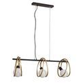 Lyra Double Ring Linear Pendant, 3 Light E27, Matt Black / Painted Gold, G95/120 Lamp Recommended additional 10