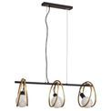 Lyra Double Ring Linear Pendant, 3 Light E27, Matt Black / Painted Gold, G95/120 Lamp Recommended additional 9