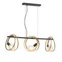 Lyra Double Ring Linear Pendant, 3 Light E27, Matt Black / Painted Gold, G95/120 Lamp Recommended additional 4