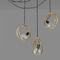 Lyra Double Ring Multi Pendant, 3 Light E27, Matt Black / Painted Gold, G95/120 Lamp Recommended additional 2