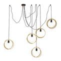 Lyra Double Ring Multi Pendant, 5 Light E27, Matt Black / Painted Gold, G95/120 Lamp Recommended additional 5