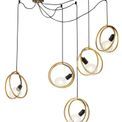 Lyra Double Ring Multi Pendant, 5 Light E27, Matt Black / Painted Gold, G95/120 Lamp Recommended additional 13