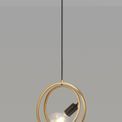 Lyra Double Ring Single Pendant, 1 Light E27, Matt Black / Painted Gold, G95/120 Lamp Recommended additional 7