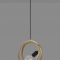 Lyra Double Ring Single Pendant, 1 Light E27, Matt Black / Painted Gold, G95/120 Lamp Recommended additional 9