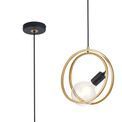 Lyra Double Ring Single Pendant, 1 Light E27, Matt Black / Painted Gold, G95/120 Lamp Recommended additional 12