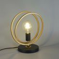 Lyra Double Ring Table Lamp, 1 Light E27, Matt Black / Painted Gold, G95/120 Lamp Recommended additional 8