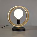 Lyra Double Ring Table Lamp, 1 Light E27, Matt Black / Painted Gold, G95/120 Lamp Recommended additional 1