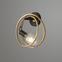Lyra Double Ring Wall Lamp, 1 Light E27, Matt Black / Painted Gold, G95/120 Lamp Recommended additional 1