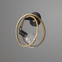 Lyra Double Ring Wall Lamp, 1 Light E27, Matt Black / Painted Gold, G95/120 Lamp Recommended additional 7