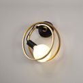 Lyra Double Ring Wall Lamp, 1 Light E27, Matt Black / Painted Gold, G95/120 Lamp Recommended additional 3