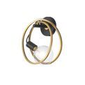 Lyra Double Ring Wall Lamp, 1 Light E27, Matt Black / Painted Gold, G95/120 Lamp Recommended additional 9